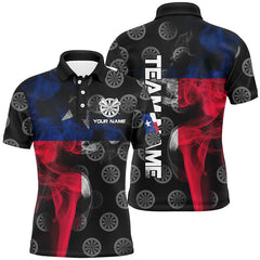 MaxCorners Darts Smoke Texas Flag Dart Customized Name, Team Name 3D Polo Shirt For Men