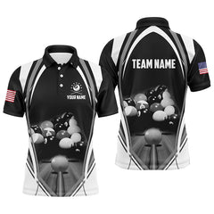 Maxcorners Personalized Black White Grunge Lightning Billiard Shirts For Men, 3D Pool Ball Billiard Jerseys