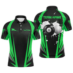 Maxcorners Personalized Paint Billiard Balls Black Green 3D Polo Shirts