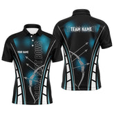 Maxcorners Personalized Clear Shot Bows Archery Polo Shirts For Men, Black Blue Arrows Bows Archery Shirts