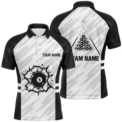Maxcorners Personalized Billiard Crack 8 Ball Pool Men Polo & Quarter-Zip Shirts, Unique Billiard Jerseys