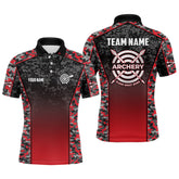 Maxcorners Personalized Camo Red Archery Polo Shirts For Men Custom Archery Jerseys Mens Archery Team Shirts