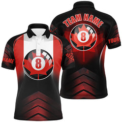 Maxcorners 8 Ball Canadian Flag Billiard Billiard Pool Team Jerseys Polo & 1/4 Zip