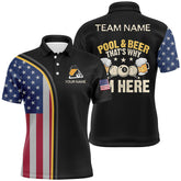 Maxcorners Custom Funny Pool And Beer That Why I'M Here Polo Shirts For Men, Patriotic Funny Billiard Shirts Lm105