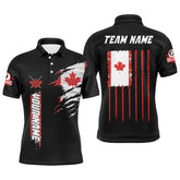 Maxcorners Customized Vintage Billiard Canada Flag Polo Shirts For Men Custom Patriotic Gifts For Pool Lover LM054