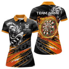 Maxcorners Orange And Black Grunge Lion And Shark Dart Shirts Custom Men's Dart Jersey Polo & Quarter Zip