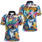 Maxcorners Funny Shark Colorful Graffiti Style Custom Dart Shirts For Men, Dart Team Jersey Best Darts Outfit