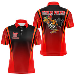 Maxcorners Funny Rooster Darts Shirt With Pocket Option For Men Custom Darts Jersey TU0411