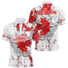 Maxcorners Darts Pattern Grunge Canada Flag Smoke Customized Name 3D Polo Shirt For Men