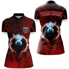 Maxcorners Personalized Glowing 8 Ball Pool Billiard Shirts For Men Custom Grunge Red Billiard Pool Jerseys