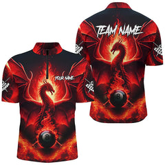 Maxcorners Personalized Red Dragon 8 Ball Pool Fire Flame Men Billiard Shirts Team League Billiard Jerseys LM0706