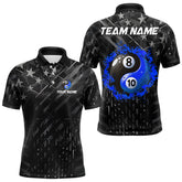 Maxcorners Black Us Flag Ying And Yang 8 Ball & 10 Ball Custom Billiard Shirts For Men Funny Billiard Jerseys