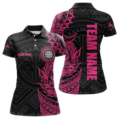 Maxcorners Personalized Pink Black Tribal Darts Polo & Quarter Zip Custom Dart Shirts For Men Dart Jerseys