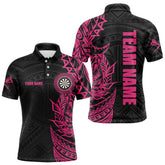 Maxcorners Personalized Pink Black Tribal Darts Polo & Quarter Zip Custom Dart Shirts For Men Dart Jerseys