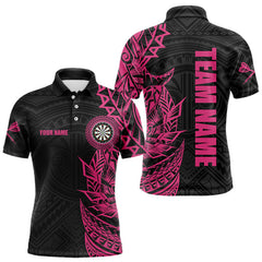 Maxcorners Personalized Pink Black Tribal Darts Polo & Quarter Zip Custom Dart Shirts For Men Dart Jerseys