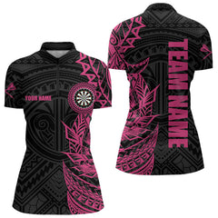 Maxcorners Personalized Pink Black Tribal Darts Polo & Quarter Zip Custom Dart Shirts For Men Dart Jerseys