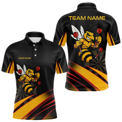 Maxcorners Custom Dart Jerseys Yellow Black Funny Bee Dart Shirts With Pocket For Men