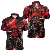 Maxcorners Personalized Red Grim Reaper Custom Thunder Lightning Men Dart Shirts, 3D Darts Team Jerseys