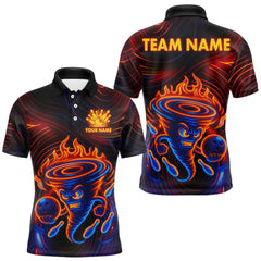 Maxcorners Funny Neon Tornado Flame Bowling Jersey For Men Custom Bowling Shirt Team Polo & Quarter Zip TU0812