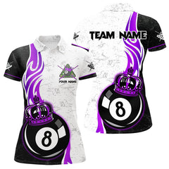 Maxcorners 8 Ball Pool Crown Billiard Shirt For Men Custom Pool Jersey Billiard Team Shirt |Purple MT1706