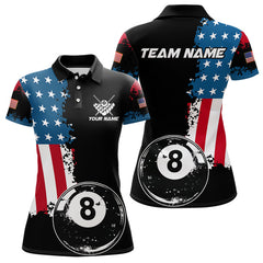 Maxcorners Personalized Grunge 8 Ball Pool American Flag Billiard Shirts For Men, Us Flag Billiard Jerseys LM0803