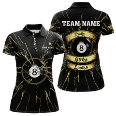 Maxcorners Personalized Dark Strike Looms 8 Ball Billiard Shirts For Men, Funny Billiard Pool Jerseys |Gold LM0803