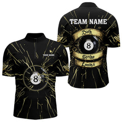 Maxcorners Personalized Dark Strike Looms 8 Ball Billiard Shirts For Men, Funny Billiard Pool Jerseys |Gold LM0803