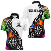 Maxcorners Colorful Rainbow Smoke Dart Shirts For Custom Team Polo & Quarter Zip Darts Jerseys Outfit