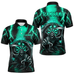 Maxcorners Personalized Turquoise Grim Reaper Thunder Lightning Darts Shirt For Men, 3D Darts Team Jerseys TU1108