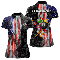 Maxcorners Personalized American Flag Smoke Flag Billiard Jersey, Patriotic Billiard Balls Pool Billiard Shirts