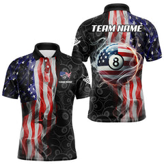 Maxcorners Personalized American Flag Smoke Flag Billiard Jersey, Patriotic 8 Ball Pool Billiard Team Shirts