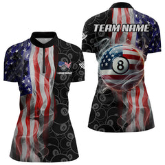Maxcorners Personalized American Flag Smoke Flag Billiard Jersey, Patriotic 8 Ball Pool Billiard Team Shirts