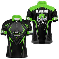 Maxcorners Black And Green 8 Ball Pool Billiard Jerseys For Men And Women Custom Polo & Quarter Zip Billiard Team Shirts