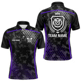 Maxcorners Black Purple Camo Darts Shirt With Pocket For Men Custom Darts Team Jersey LM1307