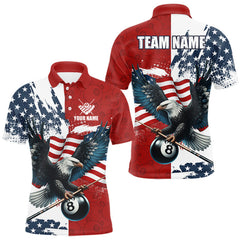 Maxcorners Personalized American Flag Eagle Men Billiard Shirt Custom Patriotic 8 Ball Pool Team Jersey |Red LM1307