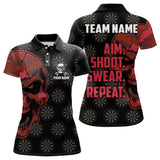 Maxcorners Funny Red Camo Darts Skull Aim Shoot Swear Repeat Custom Dart Shirts For Men, Darts Team Jersey MT1309