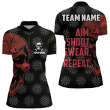 Maxcorners Funny Red Camo Darts Skull Aim Shoot Swear Repeat Custom Dart Shirts For Men, Darts Team Jersey MT1309