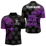 Maxcorners Funny Purple Camo Darts Skull Aim Shoot Swear Repeat Custom Dart Shirts For Men, Darts Team Jersey MT1309