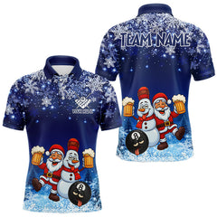 Maxcorners Funny Santa And Beer 8 Ball Billiard Shirts For Men Custom Christmas Gifts For Pool Players TU1011