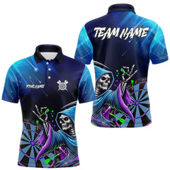 Maxcorners Funny Grim Reaper Blue Purple Galaxy Dart Shirts With Pocket Option For Men