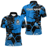 Maxcorners Personalized Black Blue 8 Ball Crown Hexagon Billiard Shirts For Men, Pool Billiard Team Jerseys