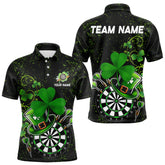 Maxcorners Luckiest Green Shamrock Black Grunge Dart Shirts For Men Custom St Patrick Day Dart Team Jerseys
