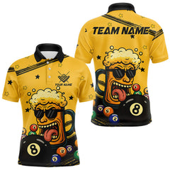 Maxcorners Personalized Yellow Black Funny Beer 8 Ball Billiard Shirt For Men Custom Pool Team Jersey TU1011