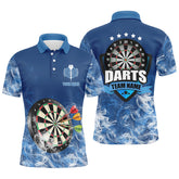 Maxcorners Personalized Blue 3D Dartboard Smoke Darts Polo Shirts For Men Custom Team Name Darts Jerseys