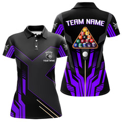 Maxcorners Personalized Purple Black 8 Ball Pool Shirt For Men, Billiard League Team Jersey Polo & 1/4 Zip MT2306