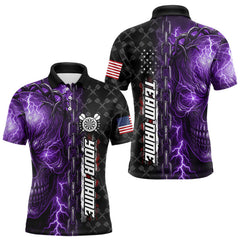 Maxcorners Personalized Purple Darts Skull Thunder Lightning Darts Shirt For Men, US Flag Darts Team Jersey LM0409
