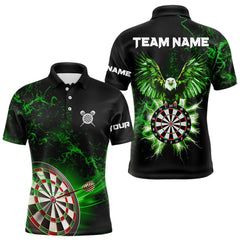 Maxcorners Black Green Dartboard Thunder Lighting Eagle Dart Shirts For Men Custom Dart Jersey Polo & 1/4 Zip