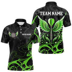Maxcorners Personalized Black Green Darts Arrow Wings Dart Shirts Custom Dart Jerseys Team Outfit