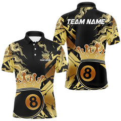 Maxcorners Personalized Golden 8 Ball Crown Billiard Shirt For Men, Pool King Team Jerseys Polo & 1/4 Zip MT2306