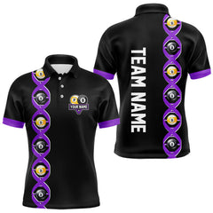 Maxcorners DNA Billiard 8 Ball & 9 Ball Shirts For Men Custom Funny Pool Jerseys Team Polo & 1/4 Zip |Purple TU1407